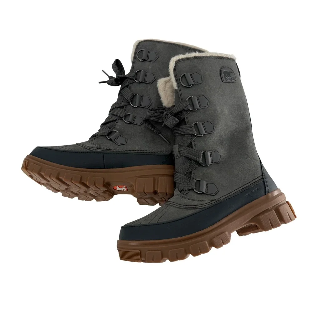NEW Sorel Women Tivoli V Tall Waterproof Boots Gray Suede Faux Fur Size 9